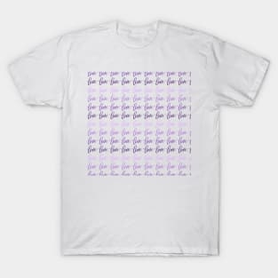 Love in Purple Gradient Pattern Modern Calligraphy Lettering T-Shirt